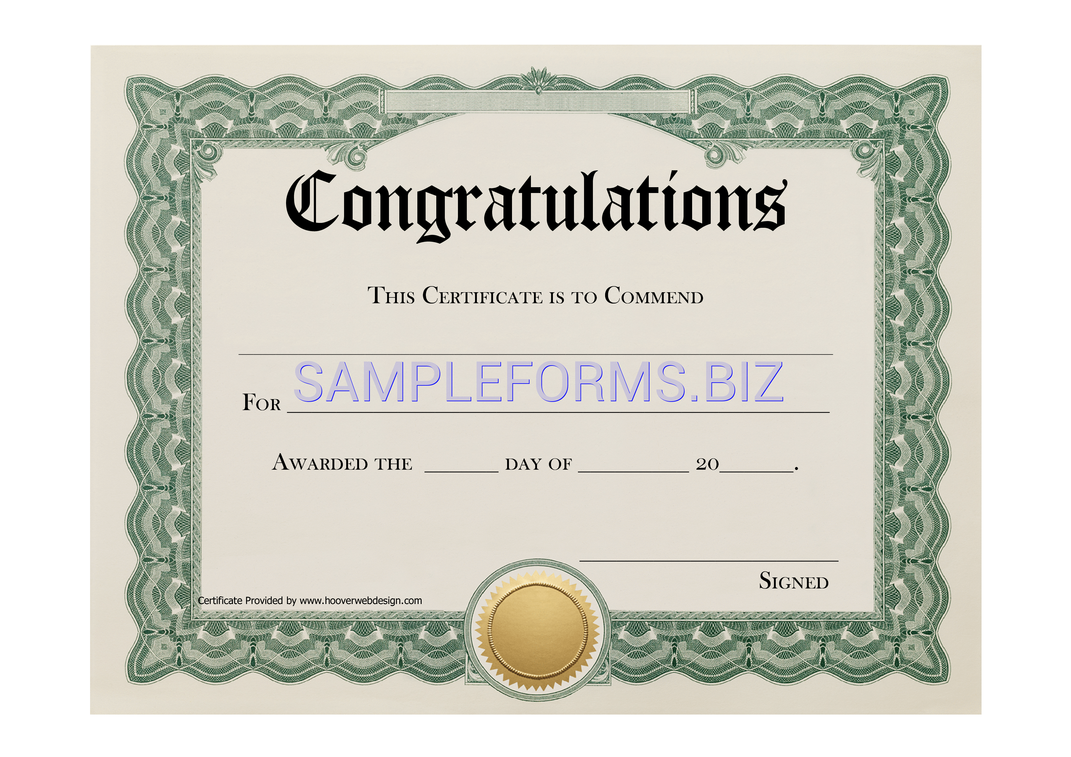 Preview free downloadable Congratulations Certificate 2 in PDF (page 1)